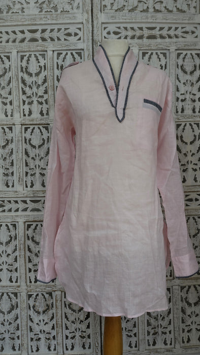 Pink And Grey Linen Long Tunic - UK 22 / EU 148 - New