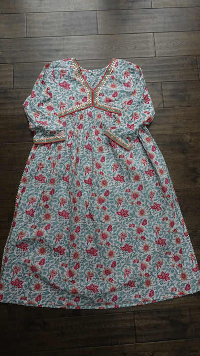 White Floral Cotton Printed Frock UK 14 / EU 40 - New