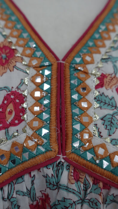 White Floral Cotton Printed Frock UK 14 / EU 40 - New