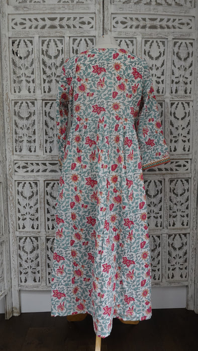 White Floral Cotton Printed Frock UK 14 / EU 40 - New