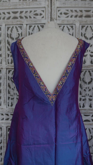 Vintage Two-Tone Pure Silk Embellished Tunic Jacket - Spares And Repairs