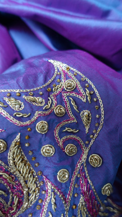 Vintage Two-Tone Pure Silk Embellished Tunic Jacket - Spares And Repairs