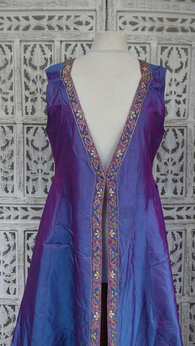 Vintage Two-Tone Pure Silk Embellished Tunic Jacket - Spares And Repairs