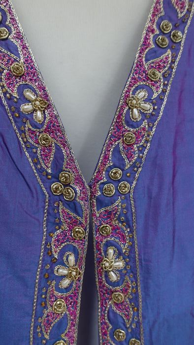 Vintage Two-Tone Pure Silk Embellished Tunic Jacket - Spares And Repairs