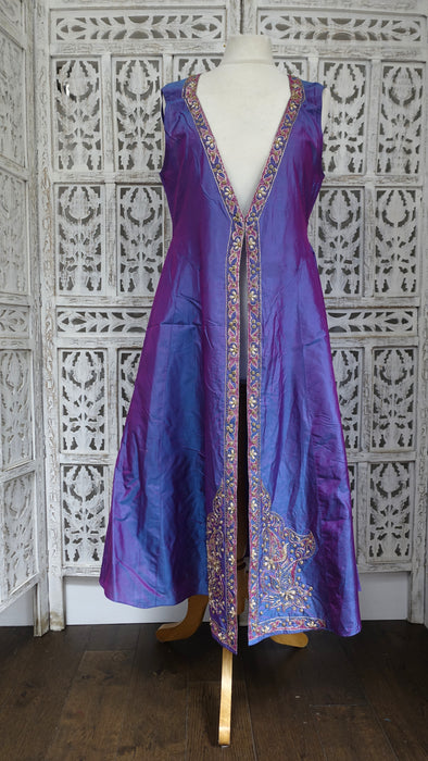 Vintage Two-Tone Pure Silk Embellished Tunic Jacket - Spares And Repairs