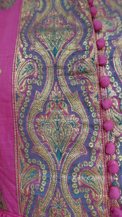 Long Pink Banarsi Frock - UK 14-16 - New