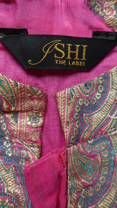 Long Pink Banarsi Frock - UK 14-16 - New