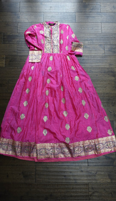 Long Pink Banarsi Frock - UK 14-16 - New