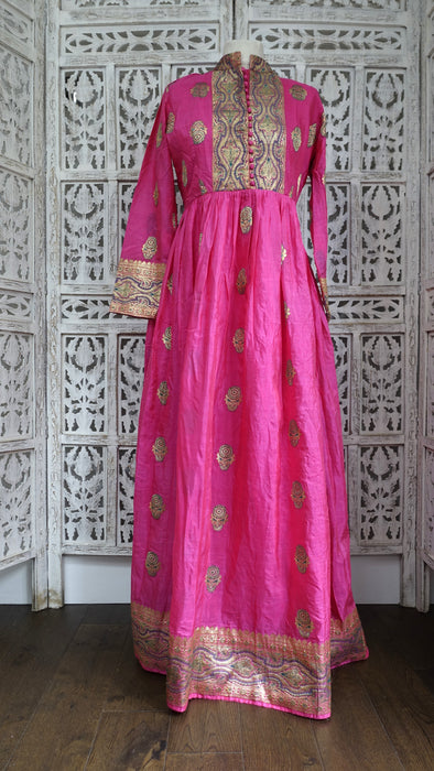 Long Pink Banarsi Frock - UK 14-16 - New