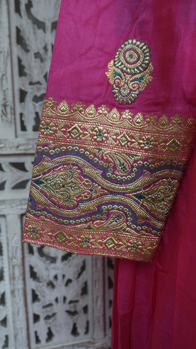 Long Pink Banarsi Frock - UK 14-16 - New