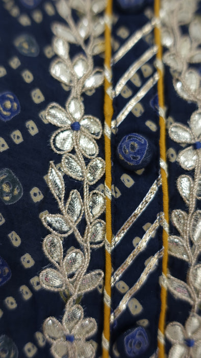 Navy Cotton Printed Bandhani Frock - UK 10 / EU 36 - New