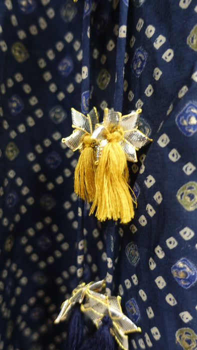 Navy Cotton Printed Bandhani Frock - UK 10 / EU 36 - New