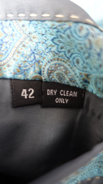 Men's Light Blue Brocade Embellished Sherwani Size 42 - Preloved