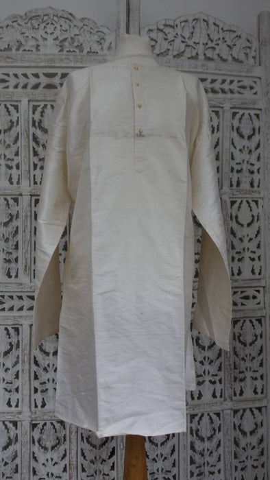Cream Men's Raw Silk Kurta Tunic - XL - New
