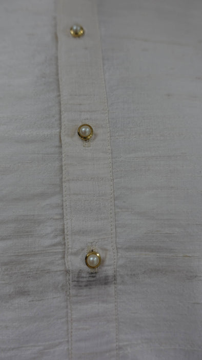 Cream Men's Raw Silk Kurta Tunic - XL - New