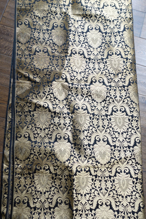 Black Banarsi Brocade Fabric - New