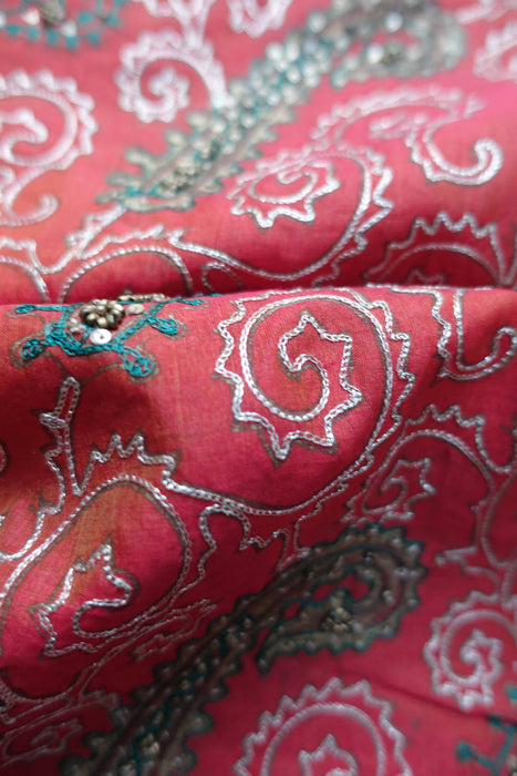 Rust And Green Cotton Blend Unstitched Suit - New