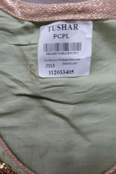Light Green Cotton Semi-Stitched Suit - New