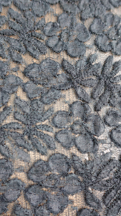 Black Net Embroidered Heavy Beaded Fabric - New