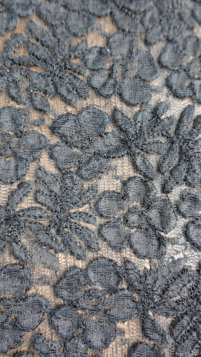 Black Net Embroidered Heavy Beaded Fabric - New