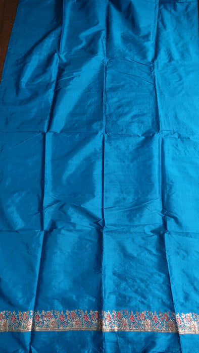 Blue Pure Silk 3Pc Unstitiched  - New