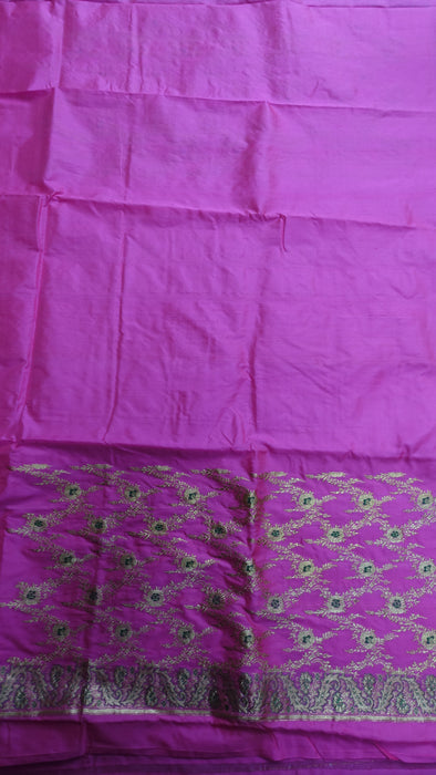 Bright Pink Vintage  Pure Silk With Dupatta - New