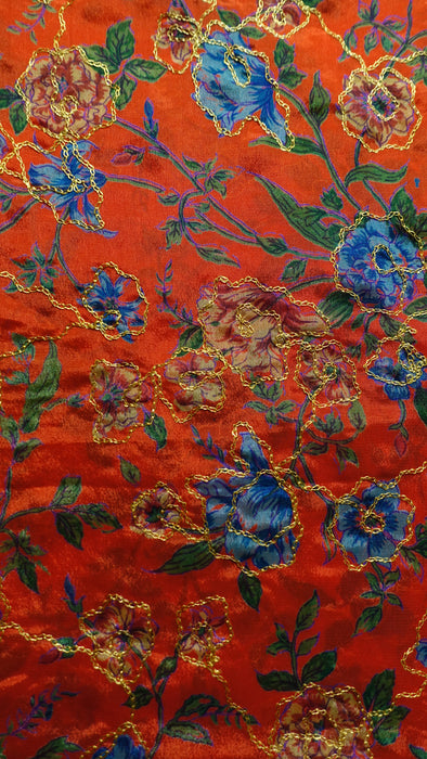 Orange Vintage Embroidered Fabric - New