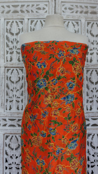 Orange Vintage Embroidered Fabric - New