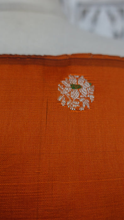 Dark Orange Banarsi Buta Silk Fabric - New