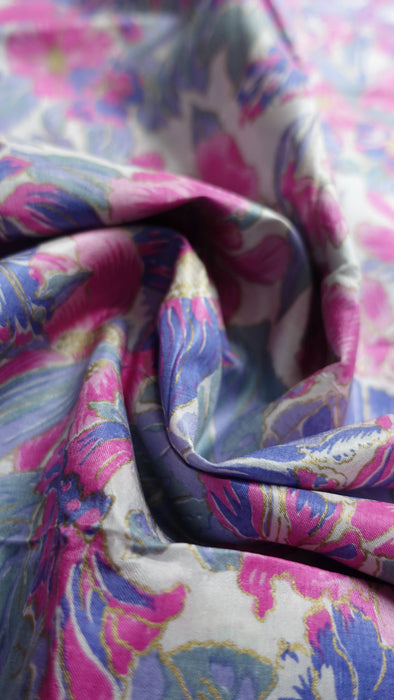 Floral Pastel Vintage Silk Fabric - New