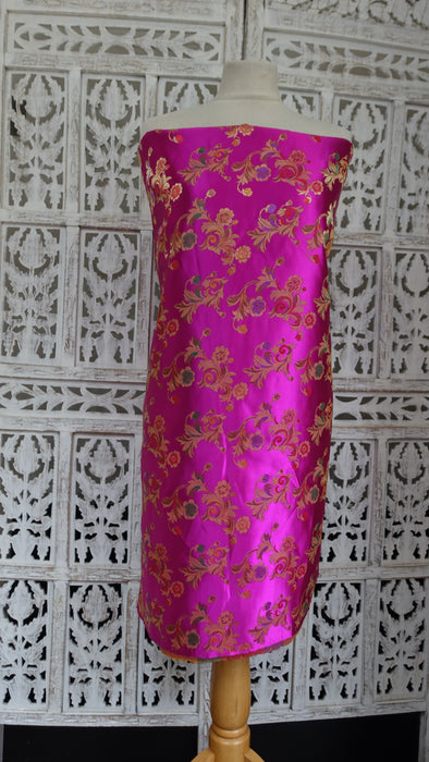 Pink Brocade Satin Fabric Piece