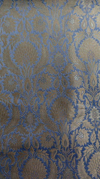 Regal Soft Bluey Grey Brocade Fabric - New