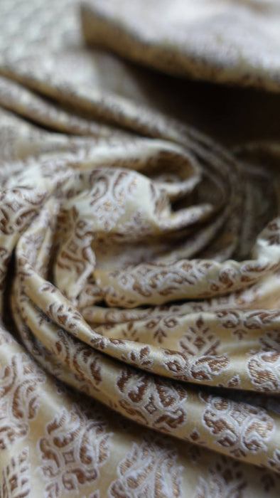 Gold Woven Satin Silk Fabric - New