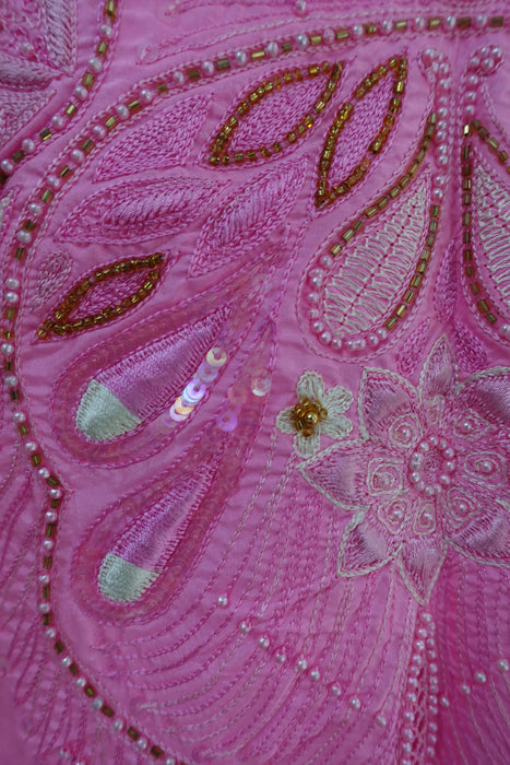 Pink Vintage Embroidered Pure Silk Unstitched Suit - New