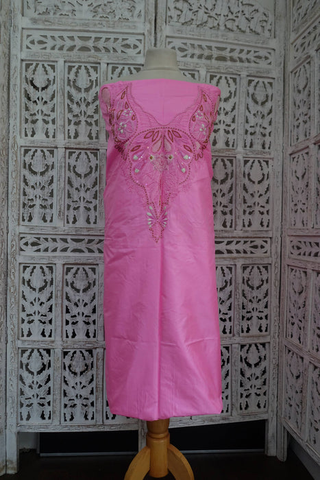 Pink Vintage Embroidered Pure Silk Unstitched Suit - New