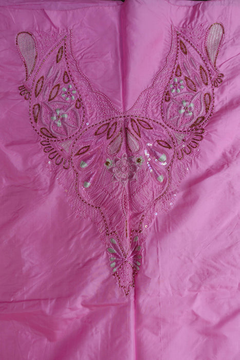 Pink Vintage Embroidered Pure Silk Unstitched Suit - New