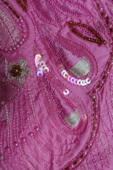Pink Vintage Embroidered Pure Silk Unstitched Suit - New