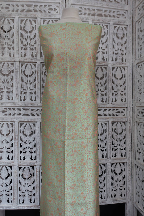 Green Soft Floral Woven Fabric - New