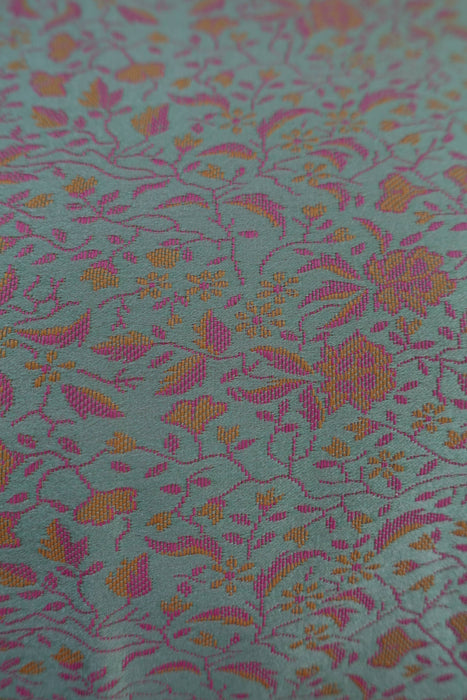 Green Soft Floral Woven Fabric - New
