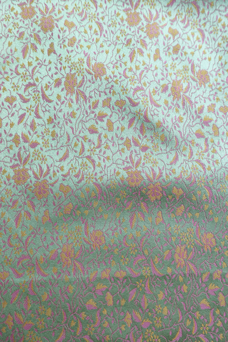 Green Soft Floral Woven Fabric - New
