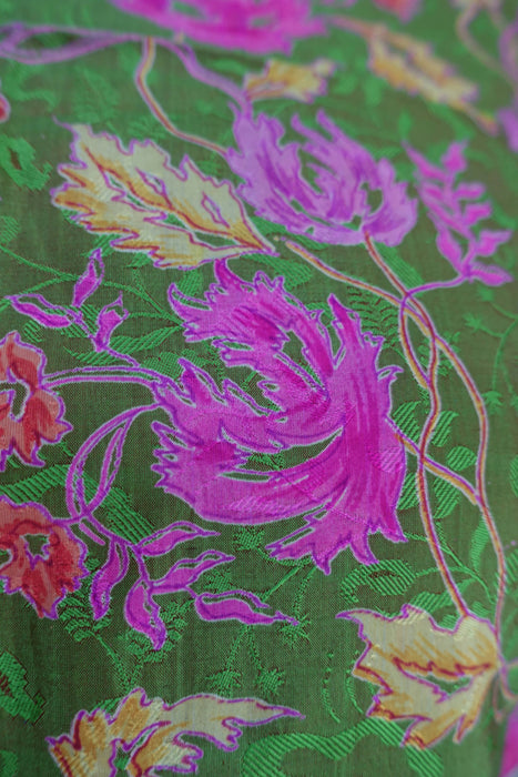 Green Floral Vintage Silk Fabric - New