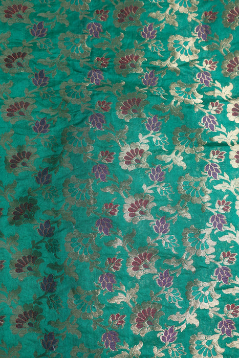 Green Brocade Effect Fabric - New