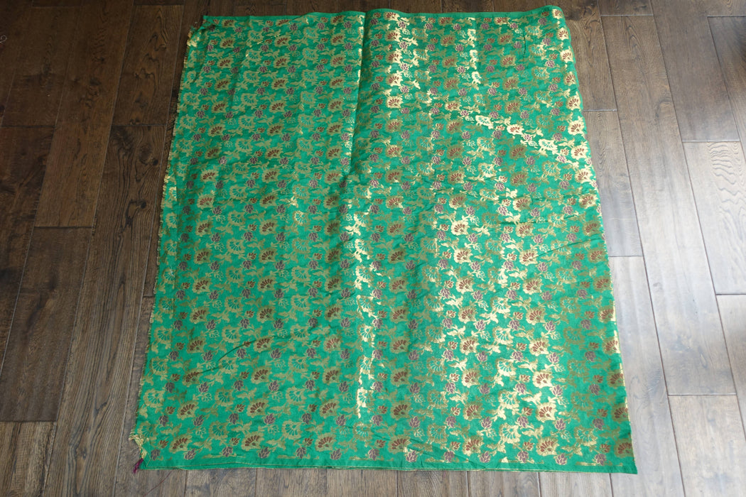 Green Brocade Effect Fabric - New