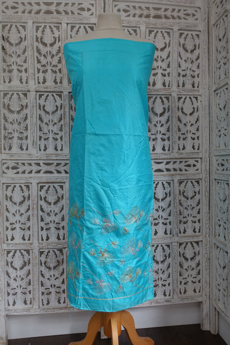 Blue Pure Silk Suit With Embellished Dupatta - New
