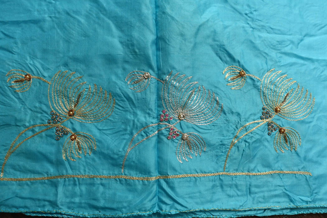 Blue Pure Silk Suit With Embellished Dupatta - New