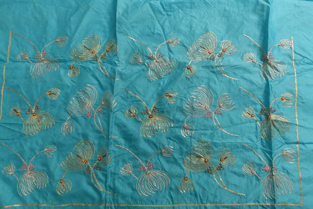 Blue Pure Silk Suit With Embellished Dupatta - New