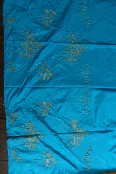Yellow Kameez And Blue Silk Unstitched Suit - New