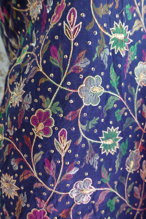 Blue And Magenta Vintage Unstitched Suit - New
