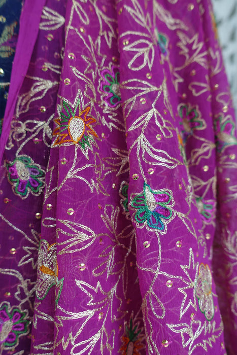 Blue And Magenta Vintage Unstitched Suit - New