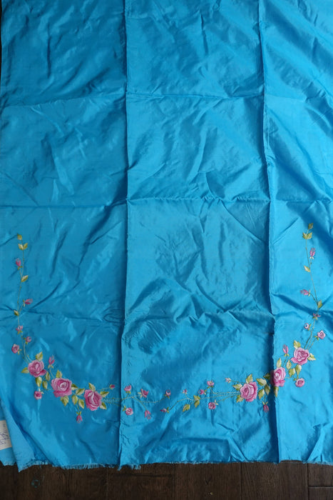 Blue Silk Embroidered Unstitched Suit- New